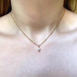 Gold Freshwater White Pearl Pendant Necklace